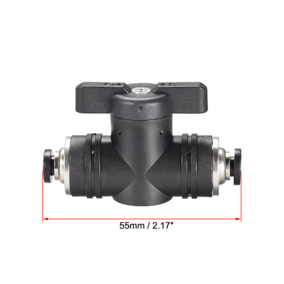Harfington Uxcell Pneumatic Ball Valve, Push to Connect, 4mm Inner Diameter, for Air Flow Control, Plastic Zinc Alloy Black