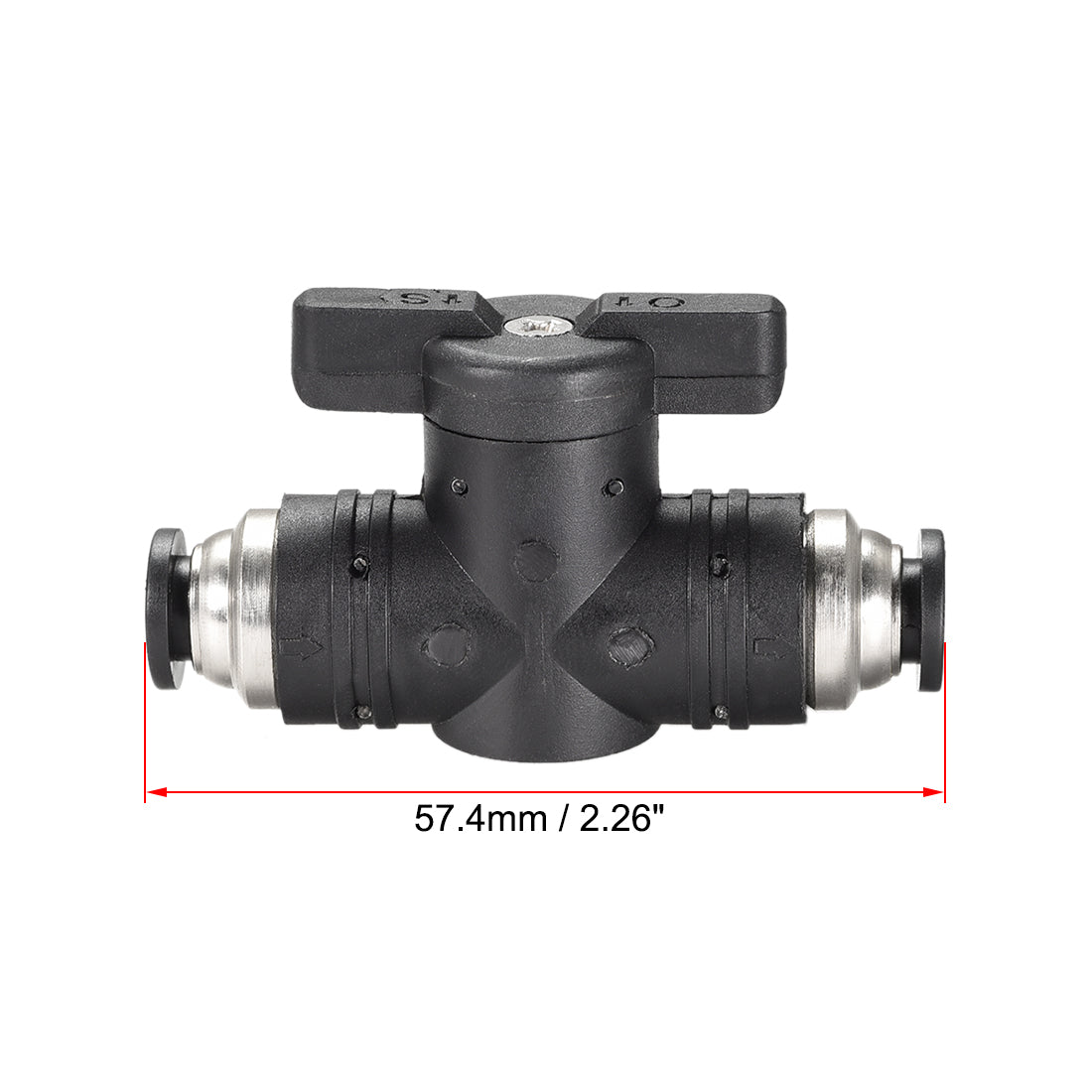 uxcell Uxcell Pneumatic Ball Valve, Push To Connect, 6mm Inner Diameter, for Air Flow Control, Plastic Zinc Alloy Black
