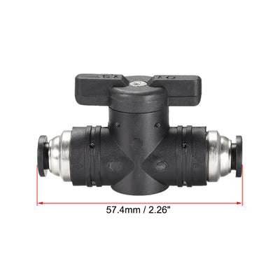 Harfington Uxcell Pneumatic Ball Valve, Push To Connect, 6mm Inner Diameter, for Air Flow Control, Plastic Zinc Alloy Black