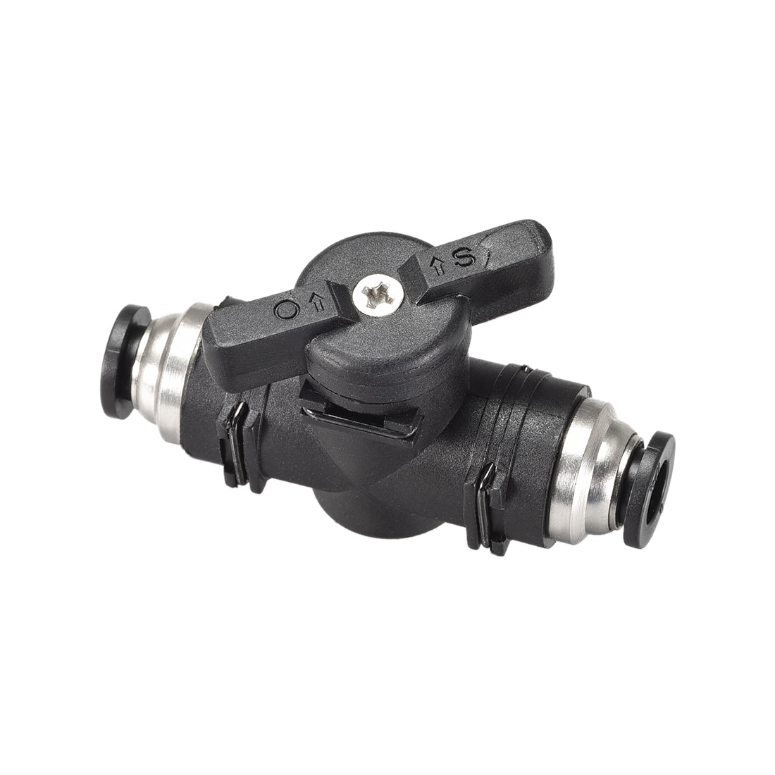 uxcell Uxcell Pneumatic Ball Valve, Push To Connect, 6mm Inner Diameter, for Air Flow Control, Plastic Zinc Alloy Black