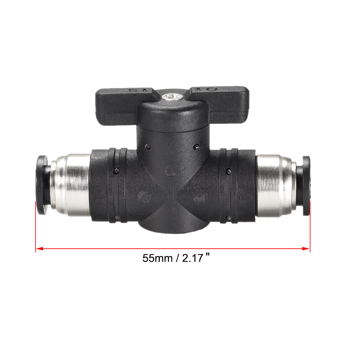 uxcell Uxcell Pneumatic Ball Valve, Push to Connect, 8mm Inner Diameter, for Air Flow Control, Plastic Zinc Alloy Black