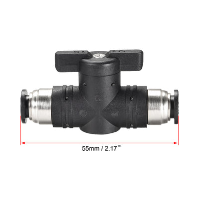 Harfington Uxcell Pneumatic Ball Valve, Push to Connect, 8mm Inner Diameter, for Air Flow Control, Plastic Zinc Alloy Black