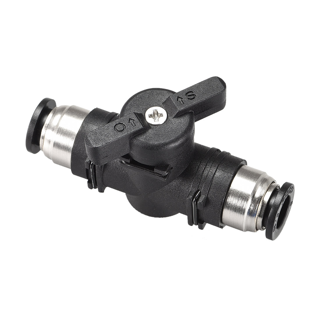 uxcell Uxcell Pneumatic Ball Valve, Push to Connect, 8mm Inner Diameter, for Air Flow Control, Plastic Zinc Alloy Black