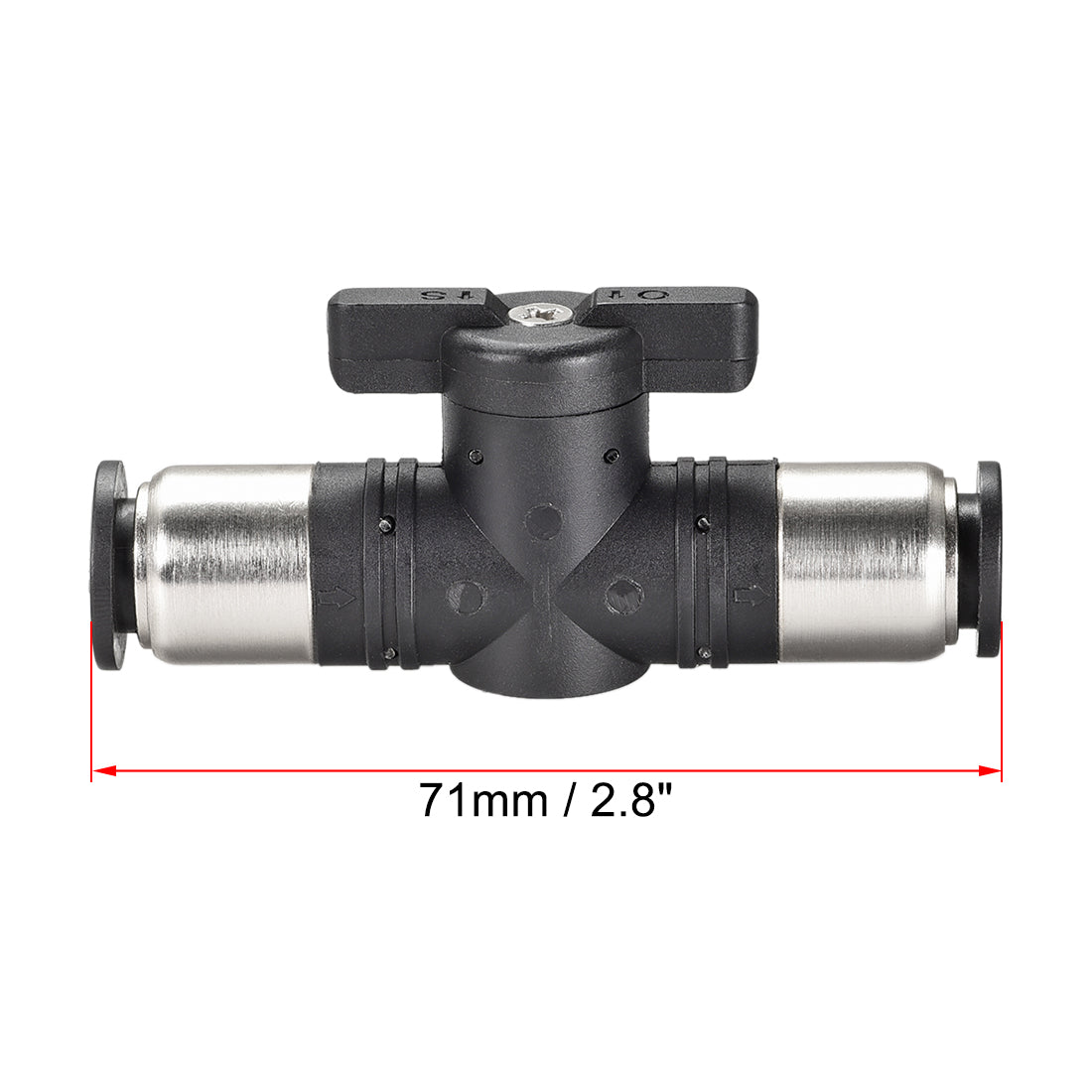 uxcell Uxcell Pneumatic Ball Valve, Push To Connect, 10mm Inner Diameter, for Air Flow Control, Plastic Zinc Alloy Black