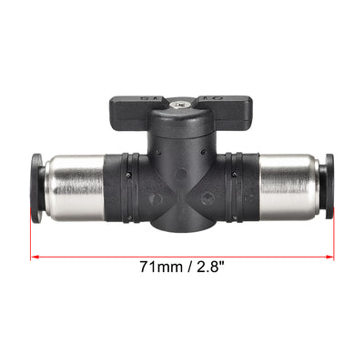 Harfington Uxcell Pneumatic Ball Valve, Push To Connect, 10mm Inner Diameter, for Air Flow Control, Plastic Zinc Alloy Black