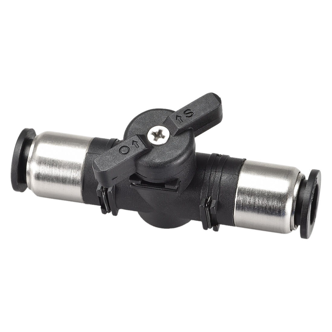 uxcell Uxcell Pneumatic Ball Valve, Push To Connect, 10mm Inner Diameter, for Air Flow Control, Plastic Zinc Alloy Black