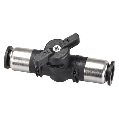 Harfington Uxcell Pneumatic Ball Valve, Push To Connect, 10mm Inner Diameter, for Air Flow Control, Plastic Zinc Alloy Black