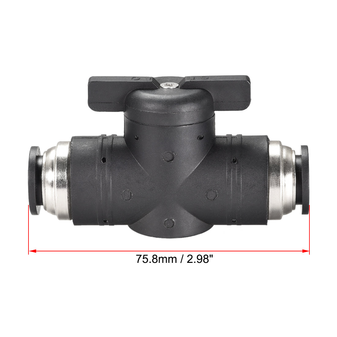 uxcell Uxcell Pneumatic Ball Valve, Push To Connect, 12mm Inner Diameter, for Air Flow Control, Plastic Zinc Alloy Black