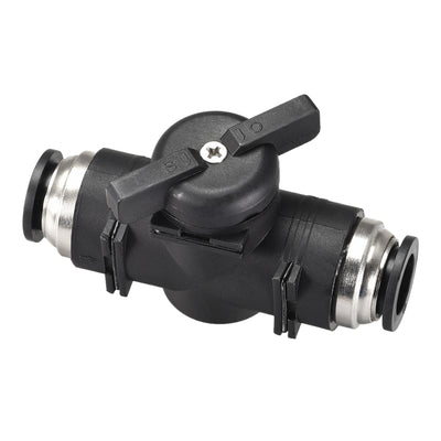 Harfington Uxcell Pneumatic Ball Valve, Push To Connect, 12mm Inner Diameter, for Air Flow Control, Plastic Zinc Alloy Black