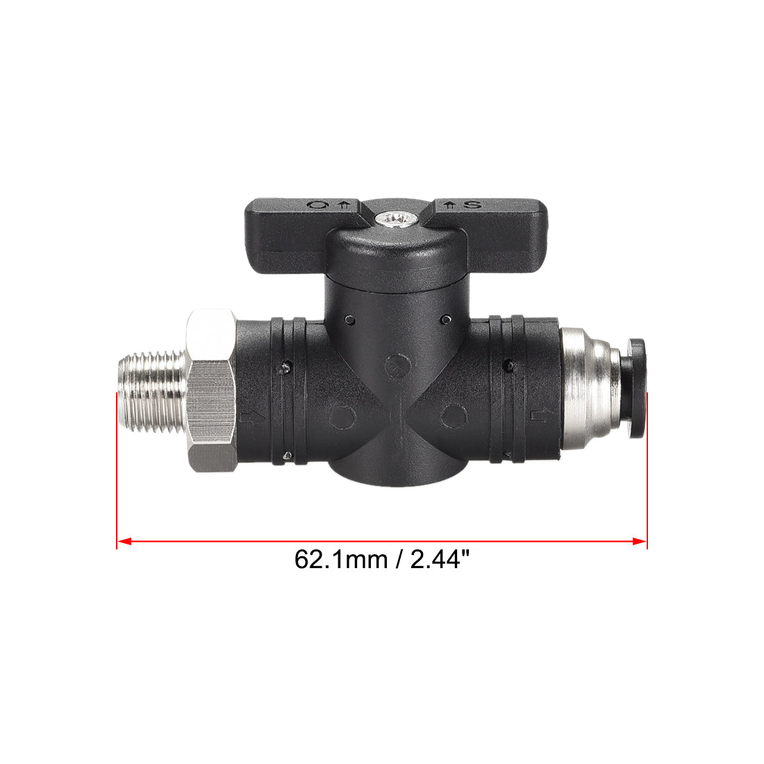 uxcell Uxcell Pneumatic Ball Valve, G1/8 to 6mm Inner Diameter, for Air Flow Control, Plastic Nickel Plated Brass Black