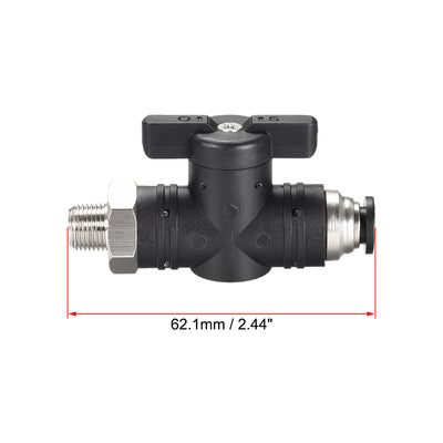 Harfington Uxcell Pneumatic Ball Valve, G1/8 to 6mm Inner Diameter, for Air Flow Control, Plastic Nickel Plated Brass Black