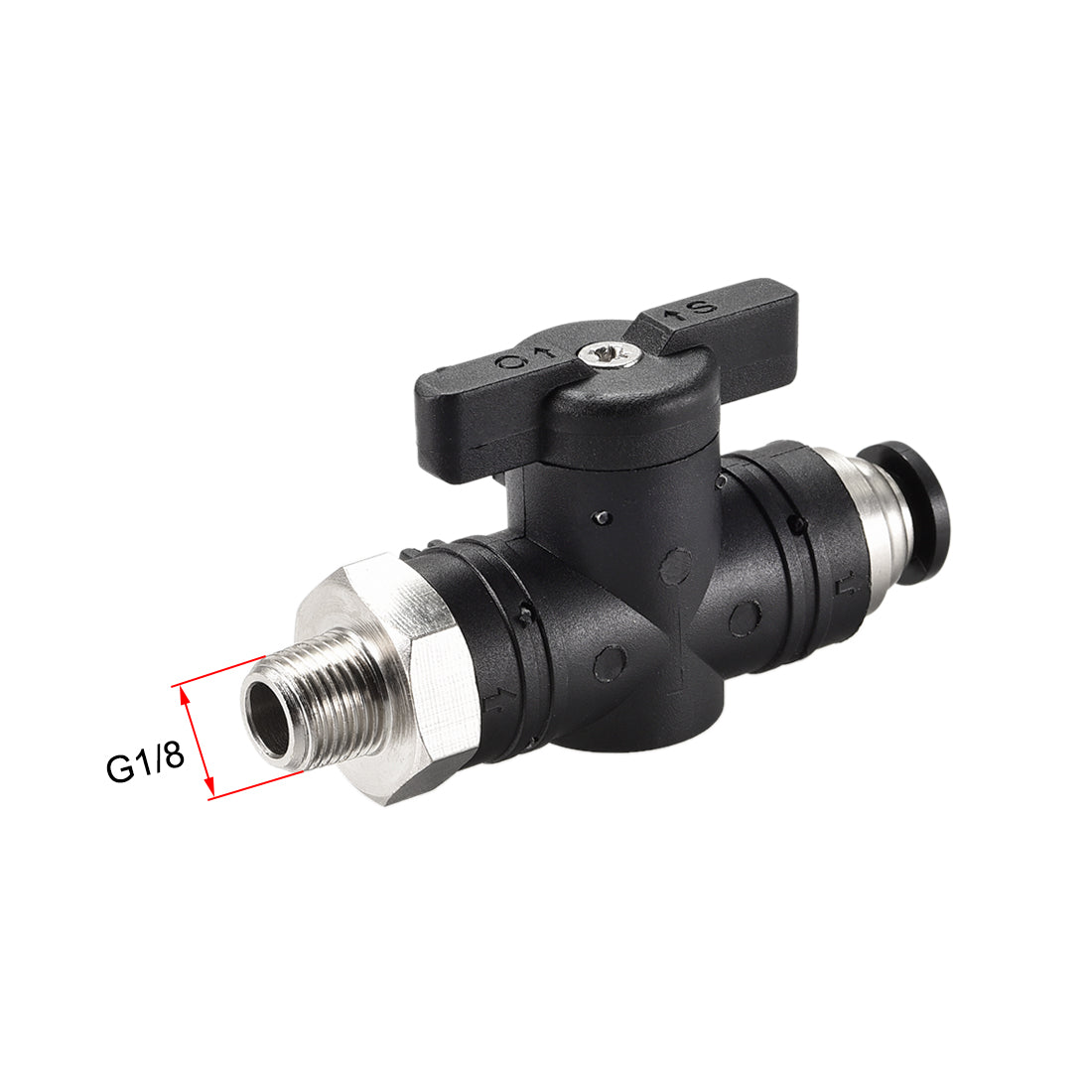uxcell Uxcell Pneumatic Ball Valve, G1/8 to 6mm Inner Diameter, for Air Flow Control, Plastic Nickel Plated Brass Black