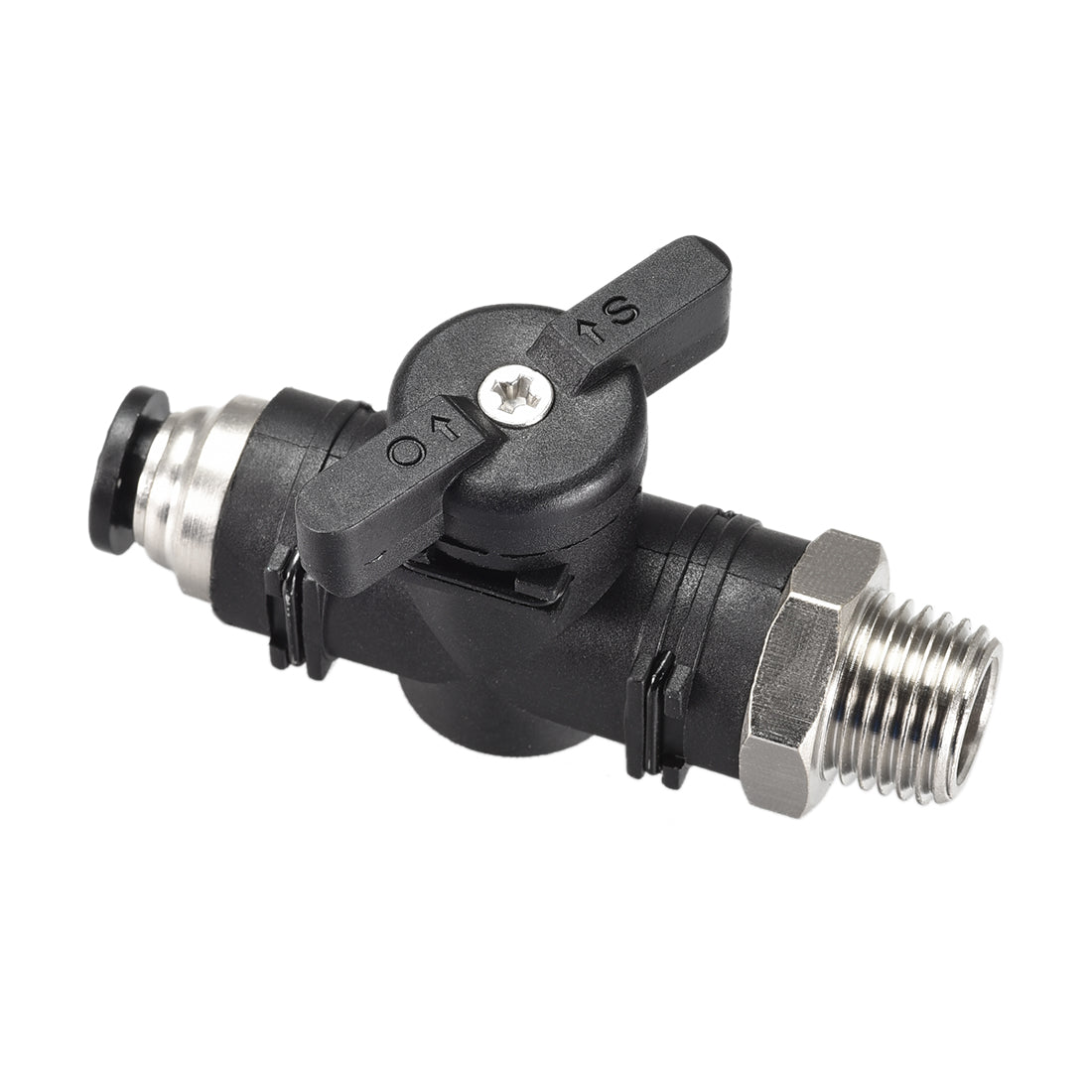 uxcell Uxcell Pneumatic Ball Valve, G1/4 to 6mm Inner Diameter, for Air Flow Control, Plastic Nickel Plated Brass Black