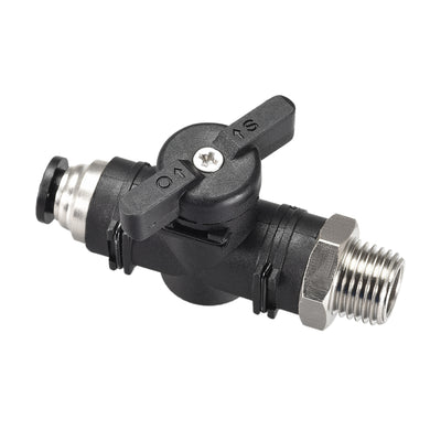 Harfington Uxcell Pneumatic Ball Valve, G1/4 to 6mm Inner Diameter, for Air Flow Control, Plastic Nickel Plated Brass Black