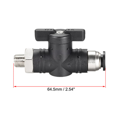 Harfington Uxcell Pneumatic Ball Valve, G1/8 to 8mm Inner Diameter, for Air Flow Control, Plastic Nickel Plated Brass Black