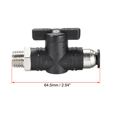 Harfington Uxcell Pneumatic Ball Valve, G1/4 to 8mm Inner Diameter, for Air Flow Control, Plastic Nickel Plated Brass Black