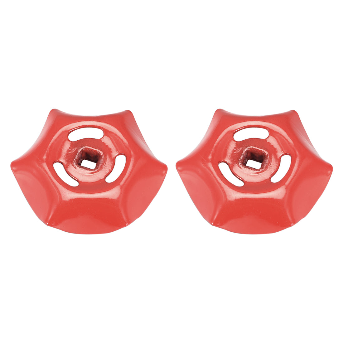 uxcell Uxcell Round Wheel Handle, Square Broach 6x6mm, Wheel OD 59mm Paint Iron Red 2Pcs