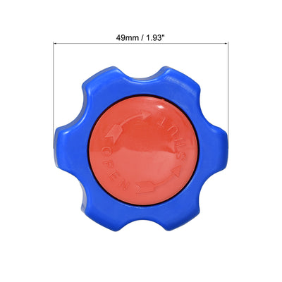 Harfington Uxcell Round Wheel Handle, Square Broach 6x6mm, Wheel OD 58mm ABS Blue Red 2Pcs