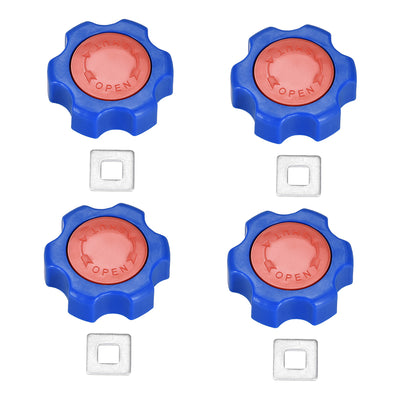 Harfington Uxcell Round Wheel Handle, Square Broach 6x6mm, Wheel OD 49mm ABS Blue Red 4Pcs