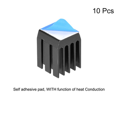 Harfington Uxcell Heatsink with Thermal Conductive Adhesive Tape 9 x 9 x 12mm Black 10pcs