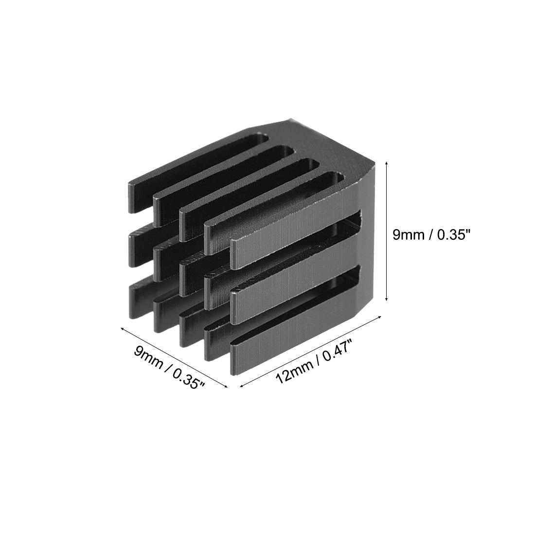 uxcell Uxcell Heatsink with Thermal Conductive Adhesive Tape 9 x 9 x 12mm Black 10pcs