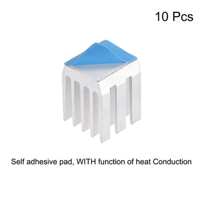 Harfington Uxcell Heatsink with Thermal Conductive Adhesive Tape 9 x 9 x 12mm Silver 10pcs
