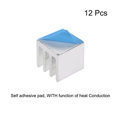 Harfington Uxcell 10x10x10mm Silver Tone Aluminum Heatsink Adhesive Thermal Pad 3D Printers 12Pcs