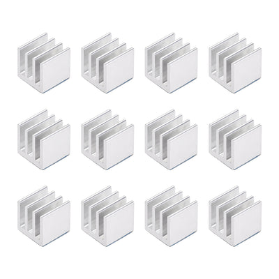 Harfington Uxcell 10x10x10mm Silver Tone Aluminum Heatsink Adhesive Thermal Pad 3D Printers 12Pcs