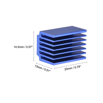 Harfington Uxcell 13x20x14.5mm Blue Aluminum Heatsink Adhesive Thermal Pad 3D Printers 10Pcs