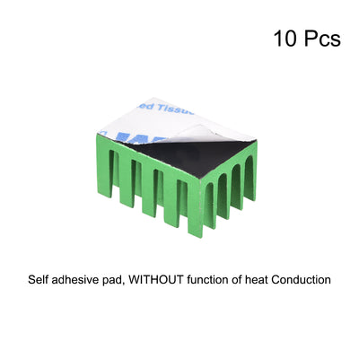 Harfington Uxcell 11x20x14mm Green Aluminum Heatsink Self Adhesive Pad 3D Printers 10Pcs