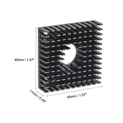 Harfington Uxcell Heatsink with Hole for Stepper Motor,3D Printer 40x40x11mm Black