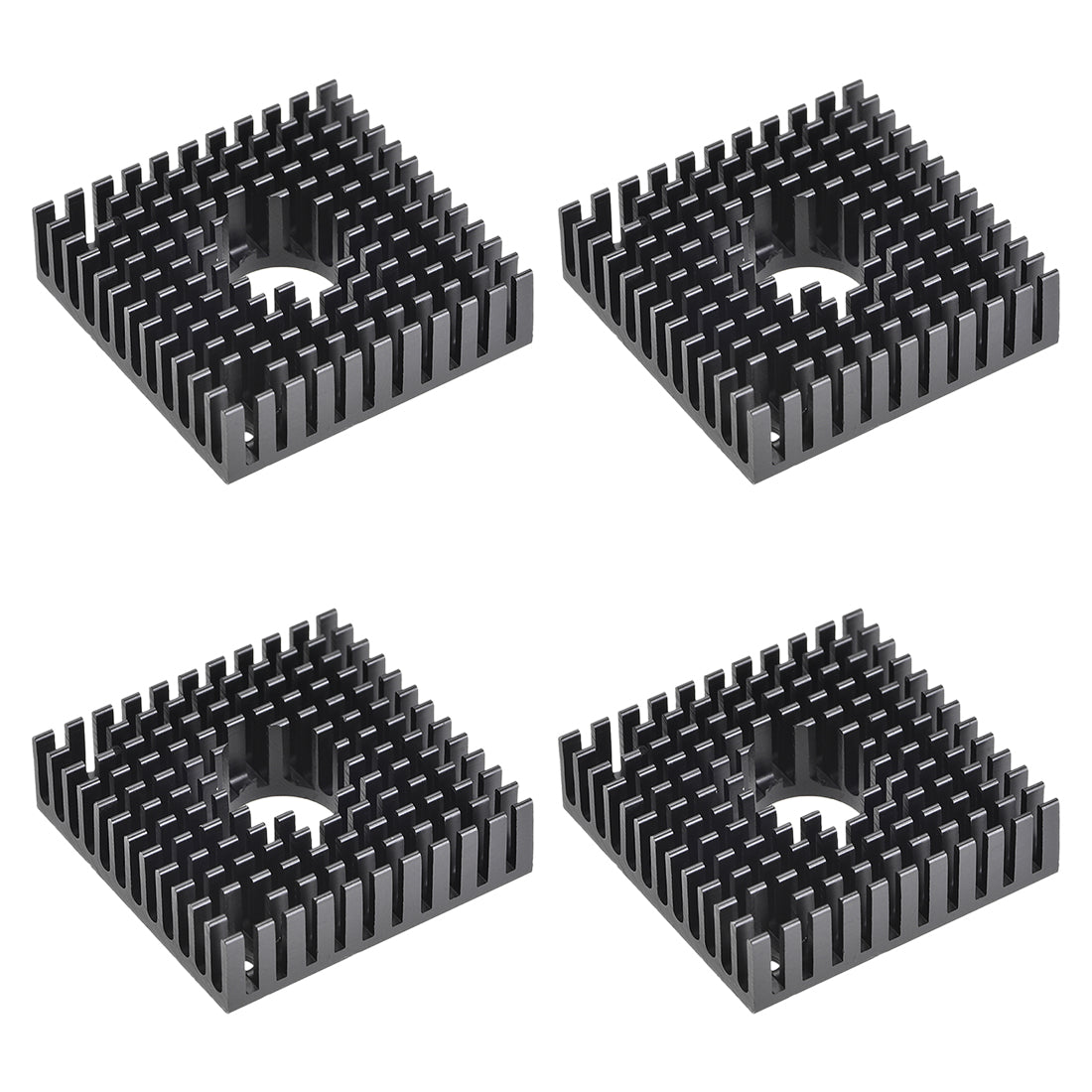 uxcell Uxcell Heatsink with Hole for Stepper Motor,3D Printer 40x40x11mm Black 4pcs