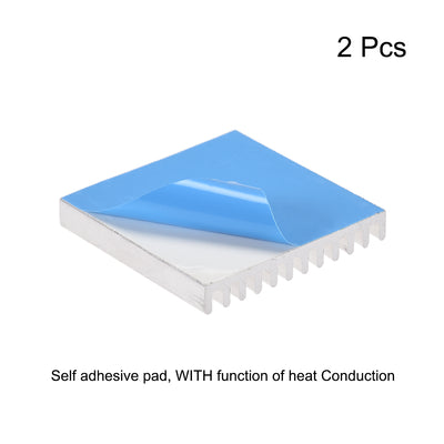 Harfington Uxcell 5x35x35mm Silver Tone Aluminum Heatsink Adhesive Thermal Pad 3D Printers 2Pcs