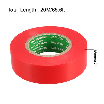 Harfington Uxcell Insulating Tape 18mm x20M x 0.1mm  PVC Electrical Tape Max. 600V Red 2pcs