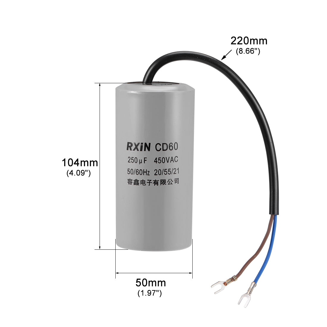 uxcell Uxcell 250uf Motor Star Capacitor 250mfd AC 450V for HVAC Single-Phase 50/60Hz AC Motor