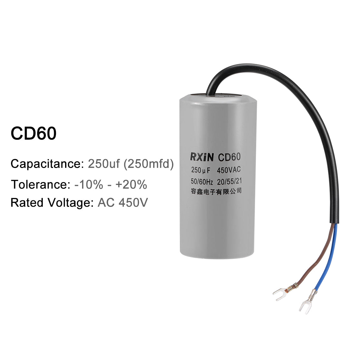 uxcell Uxcell 250uf Motor Star Capacitor 250mfd AC 450V for Single-Phase 50/60Hz AC Motor 2Pcs