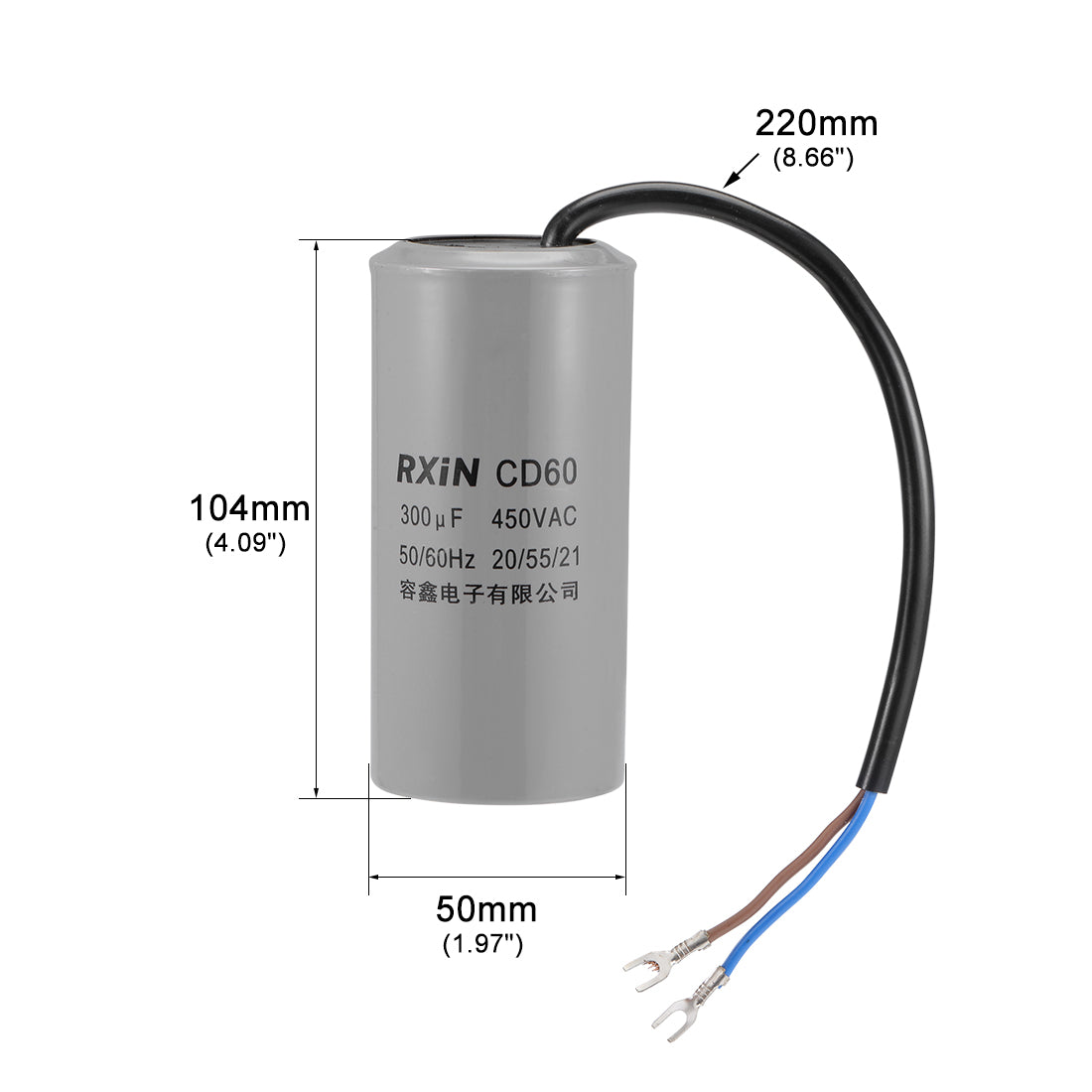 uxcell Uxcell 300uf Motor Star Capacitor 300mfd AC 450V for HVAC Single-Phase 50/60Hz AC Motor