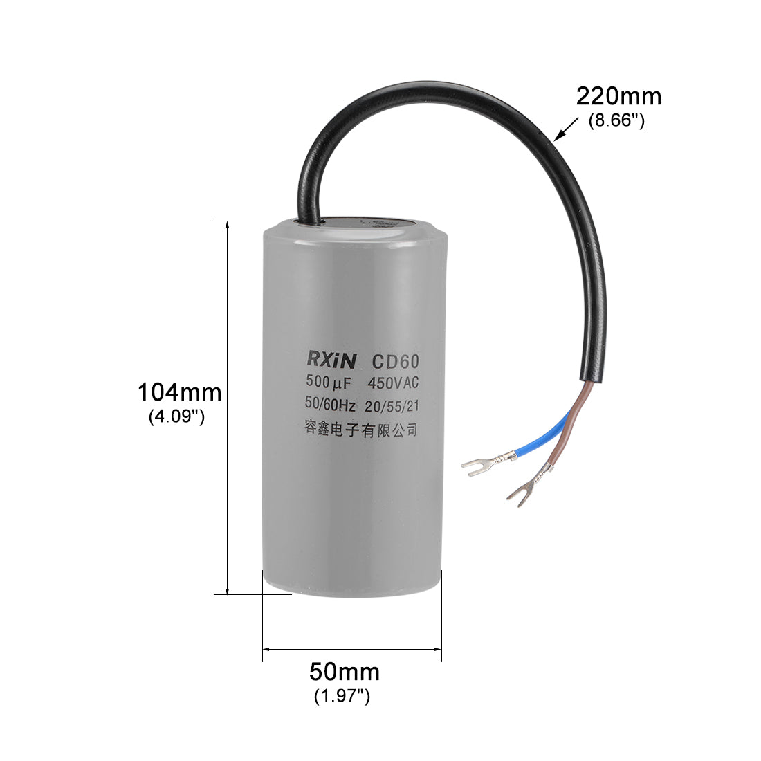 uxcell Uxcell 500uf Motor Star Capacitor 500mfd AC 450V for HVAC Single-Phase 50/60Hz AC Motor