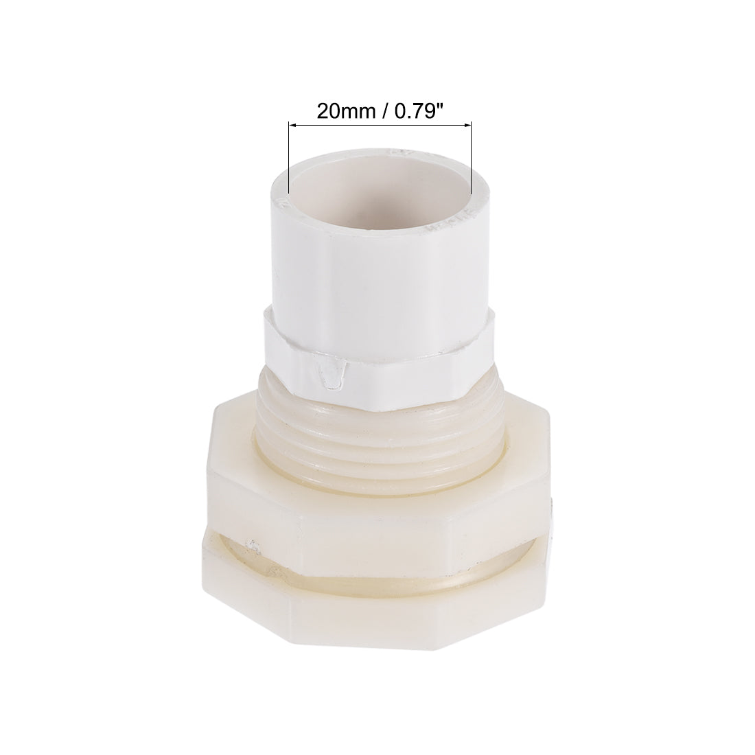 uxcell Uxcell Bulkhead Fitting, G1/2 Female 1.12" Male, Tube Adaptor Fitting, with Silicone Gasket and Pipe Connector, for Water Tanks, PVC, White