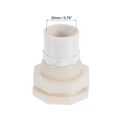Harfington Uxcell Bulkhead Fitting, G1 Female 1.73" Male, Tube Adaptor Fitting, with Silicone Gasket and Pipe Connector, for Water Tanks, PVC, White