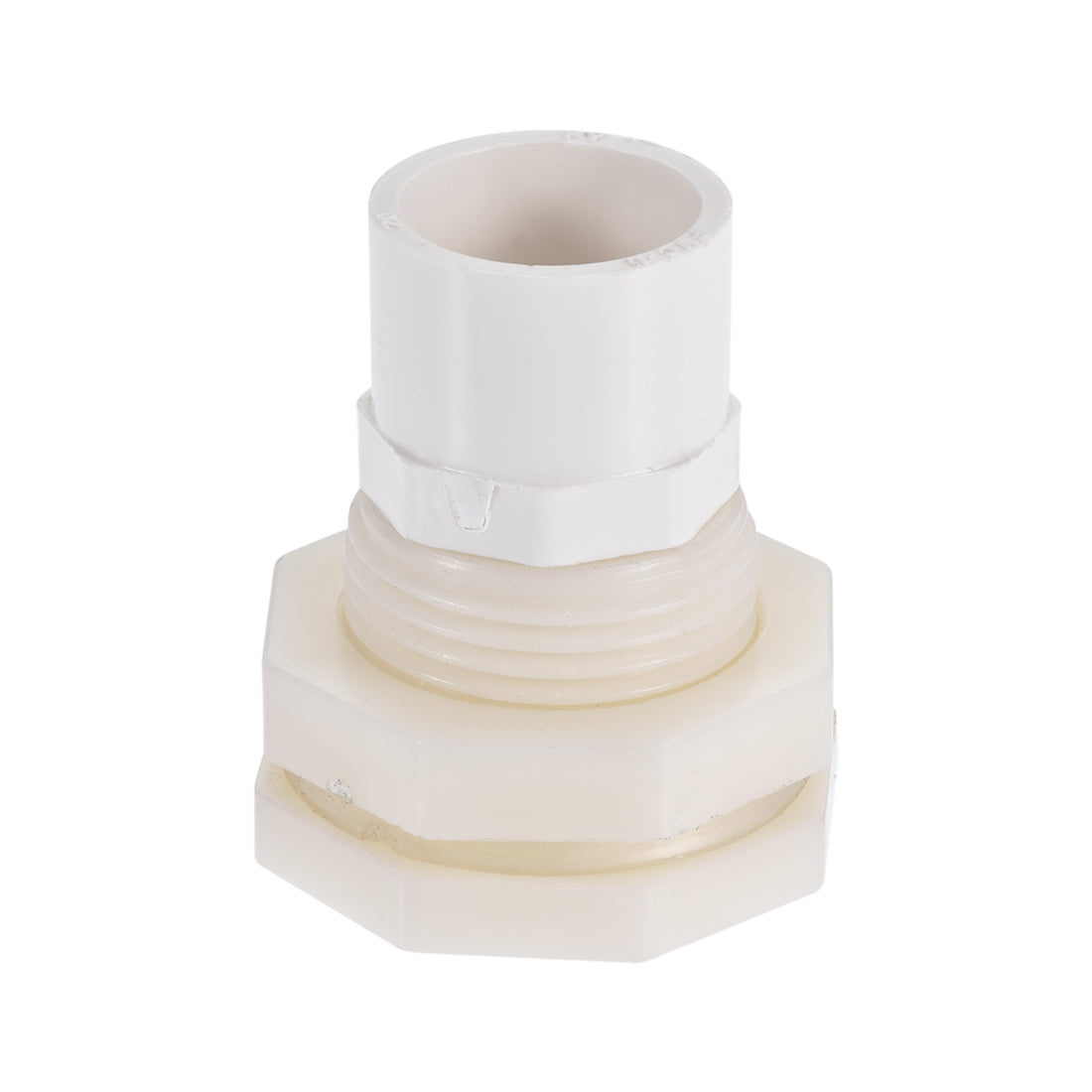 Uxcell Uxcell Bulkhead Fitting, G1 Female 1.73" Male, Tube Adaptor Fitting, with Silicone Gasket and Pipe Connector, for Water Tanks, PVC, White