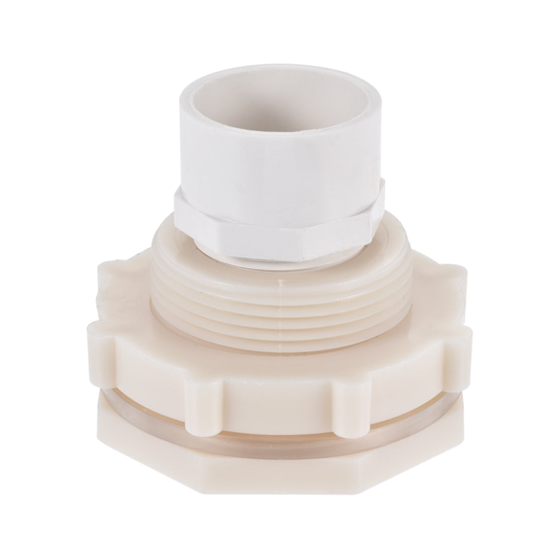 Uxcell Uxcell Bulkhead Fitting, G1-1/2 Female 2.44" Male, Tube Adaptor Fitting, with Silicone Gasket and Pipe Connector, for Water Tanks, PVC, White