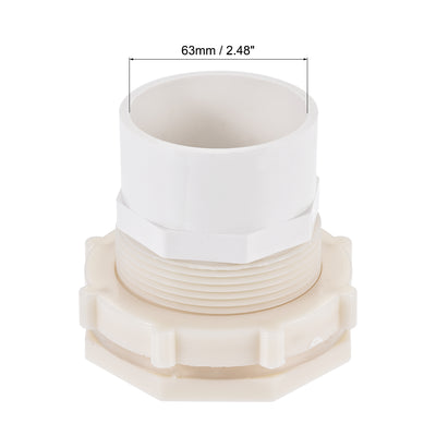 Harfington Uxcell Bulkhead Fitting, G2 Female 2.99" Male, Tube Adaptor Fitting, with Silicone Gasket and Pipe Connector, for Water Tanks, PVC, White