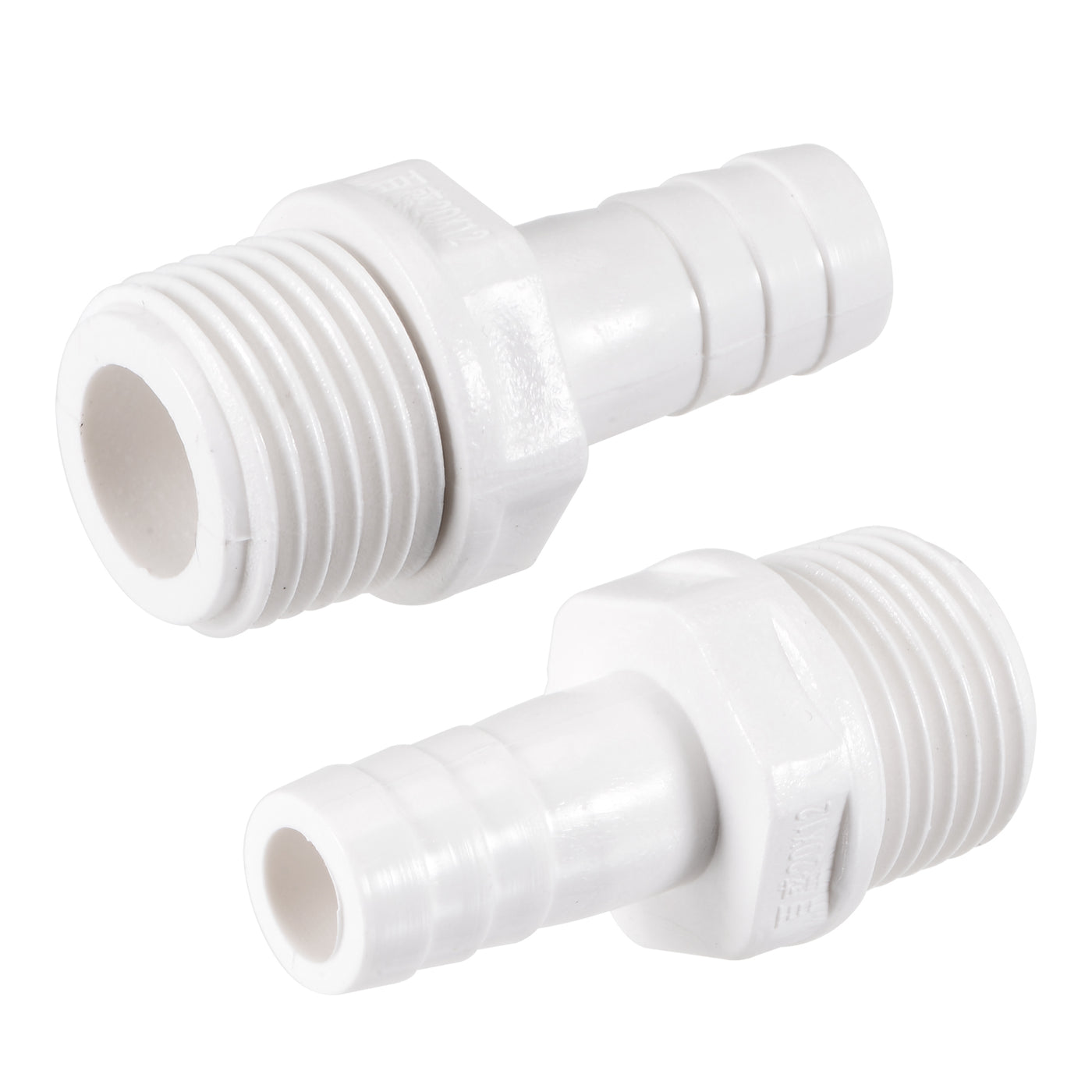 uxcell Uxcell PVC Tube Fitting Adapter 12mm Barbed x G1/2 Male White for Aquariums, Water Tanks, Tubs, Pools 2Pcs