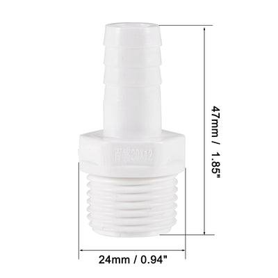 Harfington Uxcell PVC Tube Fitting Adapter 12mm Barbed x G1/2 Male White for Aquariums, Water Tanks, Tubs, Pools 4Pcs