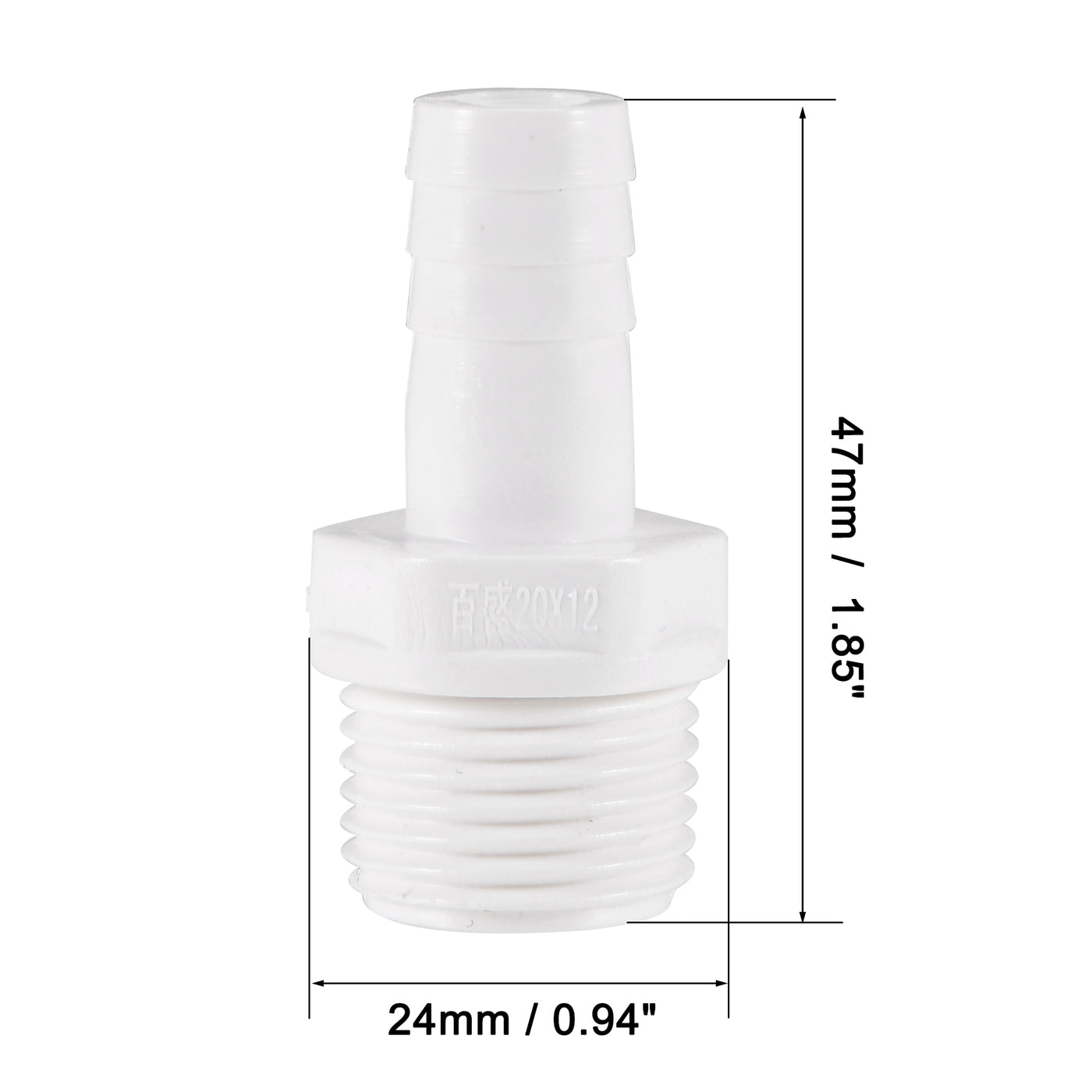 uxcell Uxcell PVC Tube Fitting Adapter 12mm Barbed x G1/2 Male White for Aquariums, Water Tanks, Tubs, Pools 6Pcs