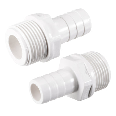 Harfington Uxcell PVC Tube Fitting Adapter 16mm Barbed x G3/4 Male White for Aquariums, Water Tanks, Tubs, Pools 2Pcs