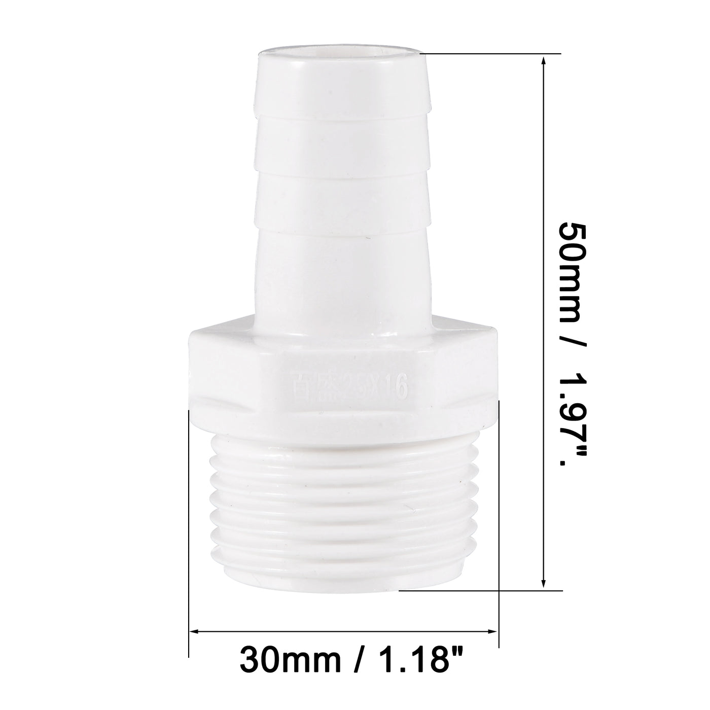 uxcell Uxcell PVC Tube Fitting Adapter 16mm Barbed x G3/4 Male White for Aquariums, Water Tanks, Tubs, Pools 6Pcs