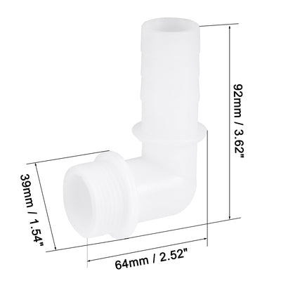 Harfington Uxcell PVC Tube Fitting 90 Degree Elbow Adapter 25mm Barbed x G1 Male White for Aquariums, Water Tanks, Tubs, Pools 2Pcs