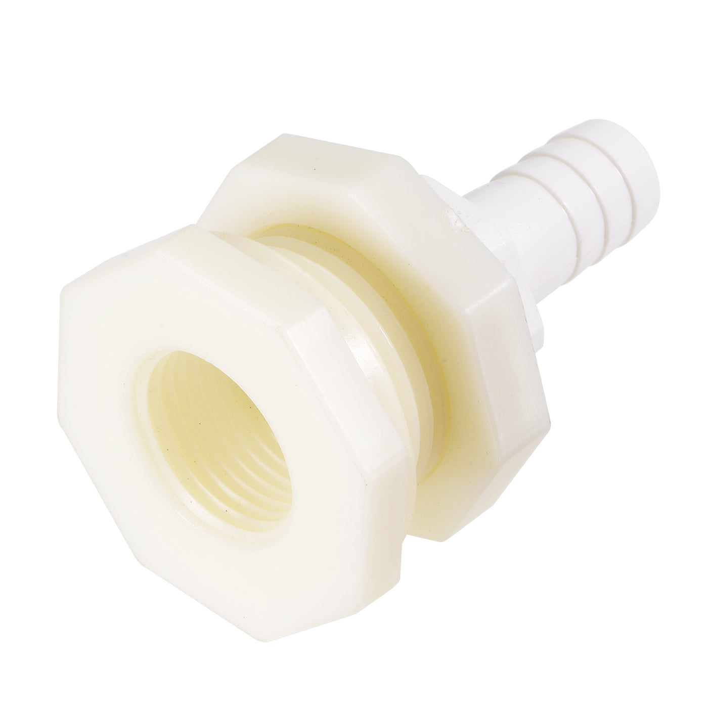 uxcell Uxcell Bulkhead Fitting Adapter 12mm Barbed x G1/2 Female ABS White for Aquariums, Water Tanks, Tubs, Pools